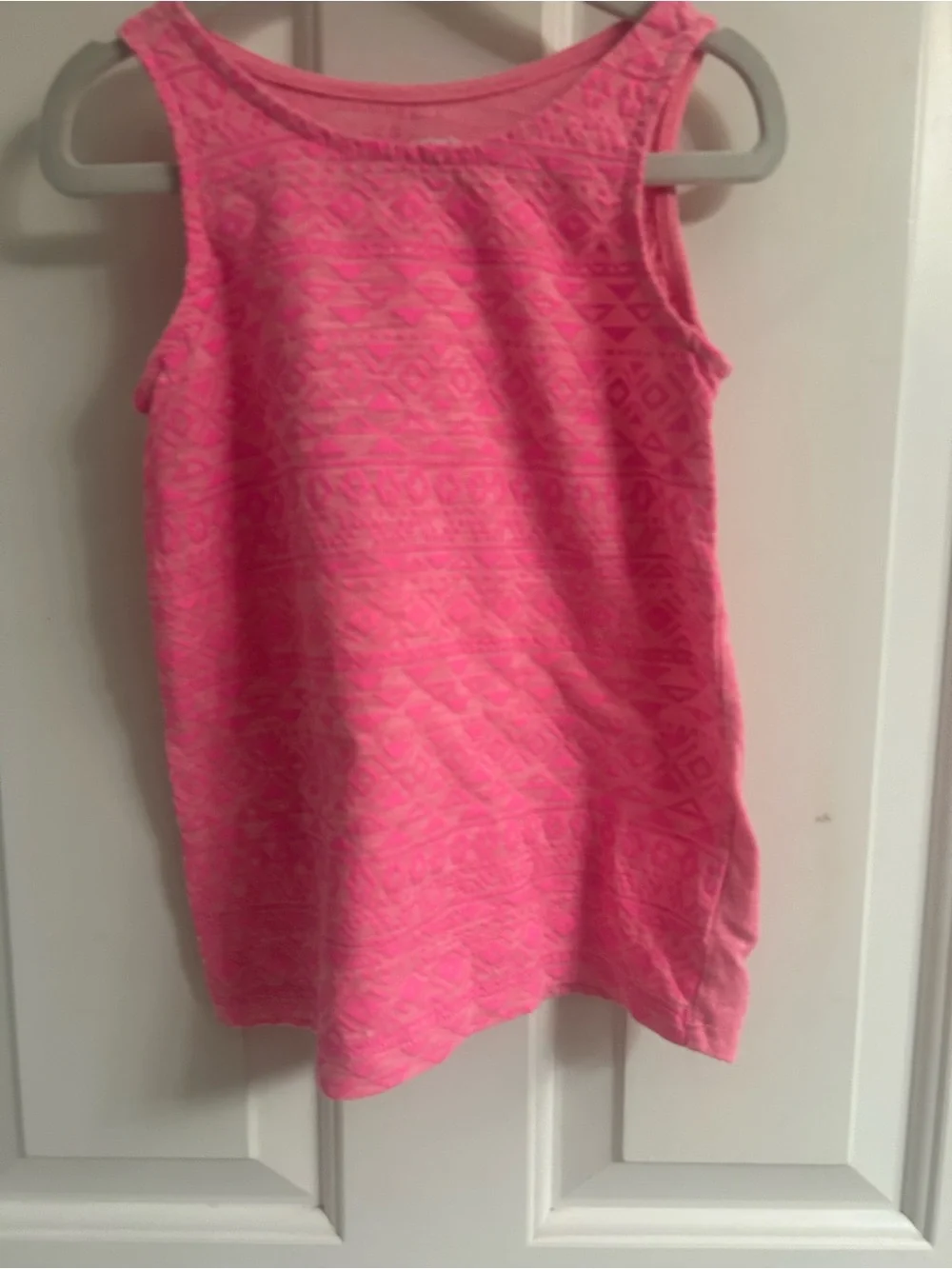 Carter's Neon Pink Girls' Sleeveless Tank with Subtle Geometric Print